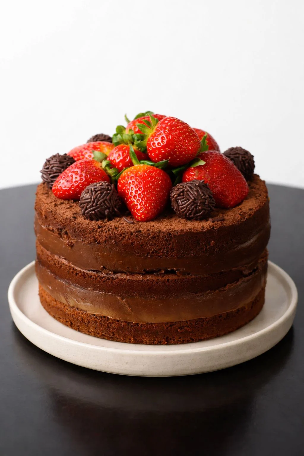 Bolo de Morango com Brigadeiro, fotografia original do catálogo Stelle Patisserie